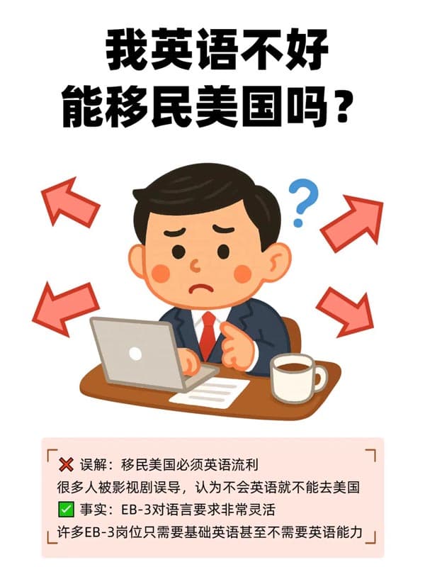 英語不好，移民美國真的行嗎？EB-3非技術(shù)移民來幫你