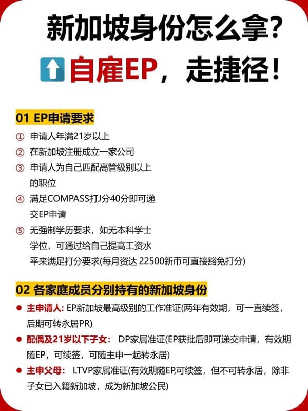新加坡EP一人申請(qǐng)三代同行！